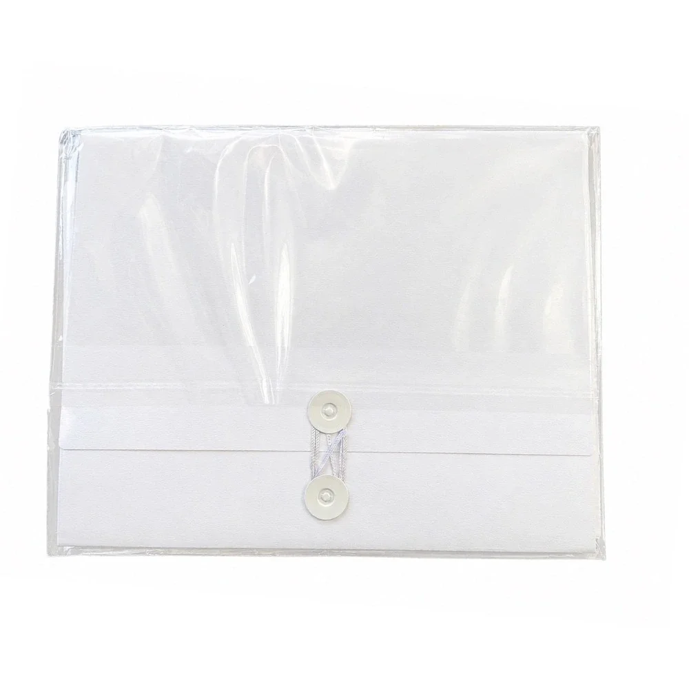 Cloth and Paper White String and Button Closure Envelope